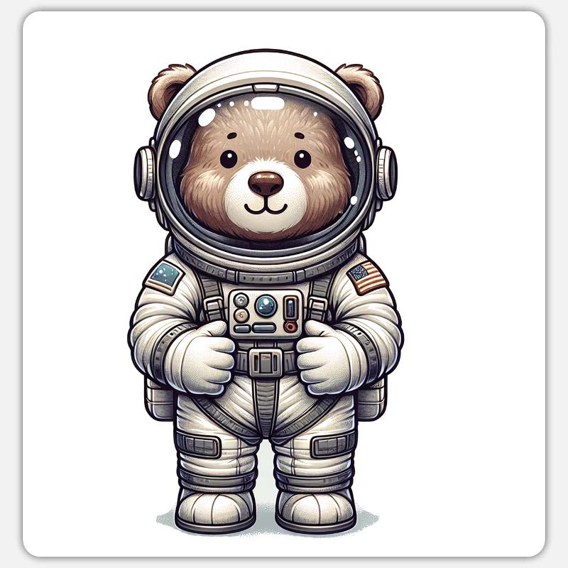 Cute Bear Astronaut - Sticker Größe S (10 x 10 cm) - Mattweiß