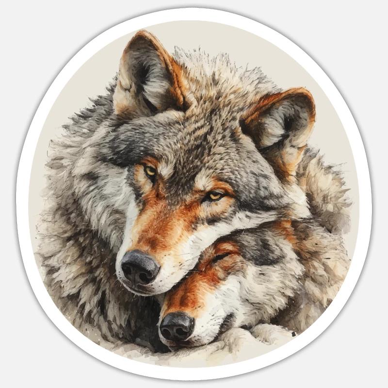 Loups de l’amour véritable - Sticker taille S (10 x 10 cm) - blanc mat