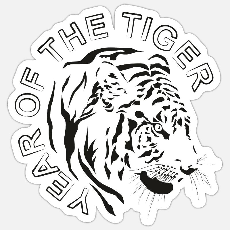 Année chinoise du Tigre - Sticker taille S (10 x 10 cm) - blanc mat