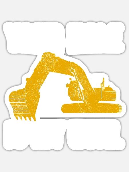 Baggerfahrer Bauarbeiter Bagger - Sticker Größe S (10 x 10 cm) - Mattweiß