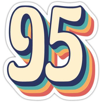 T-Shirt rétro Vintage numéro 95 quatre-vingt-quinze - Sticker taille S (10 x 10 cm) - blanc mat - Devant