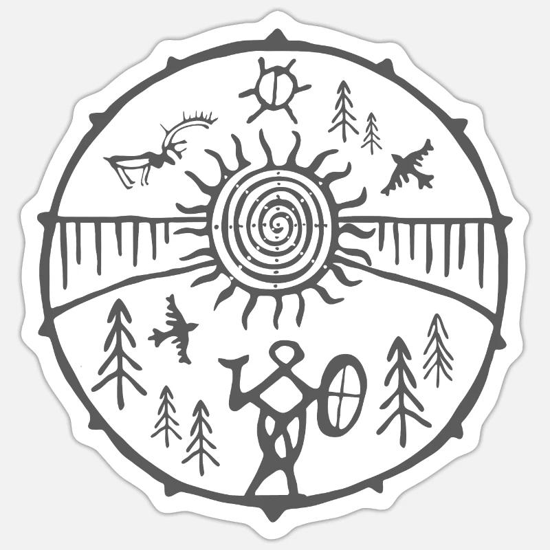 Schamane / Mutter Erde - Sticker Größe S (10 x 10 cm) - Mattweiß