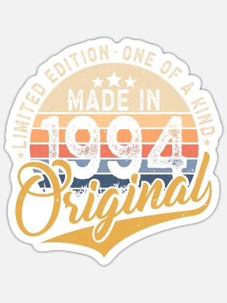 Original 1994 Jahrgang Vintage Retro Geburtstag - Sticker Größe S (10 x 10 cm) - Mattweiß