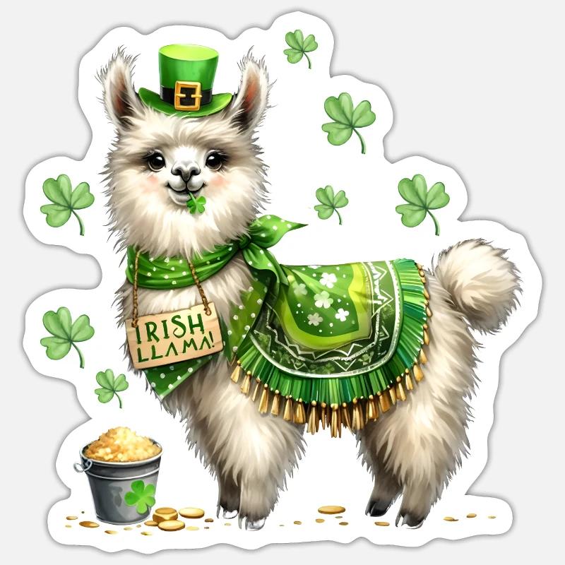 Irish LLama St Patrick Day Sticker size S (10 x 10 cm)