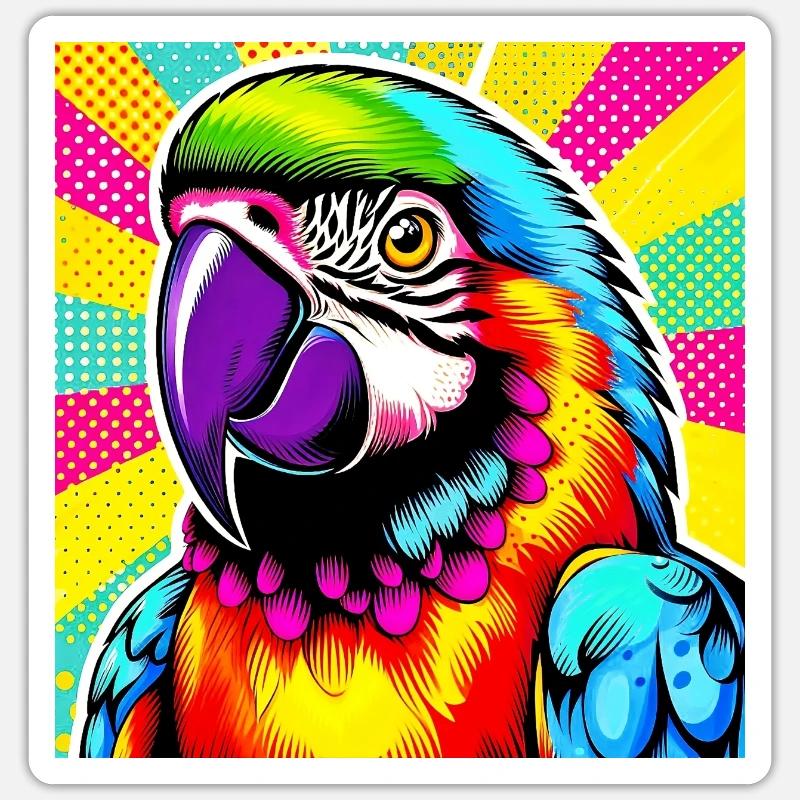 Parrot Pop Art - Sticker size S (10 x 10 cm) - white matte