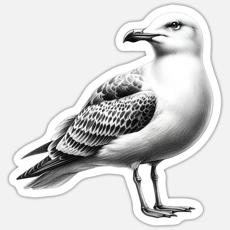 Mouette - Sticker taille S (10 x 10 cm) - blanc mat