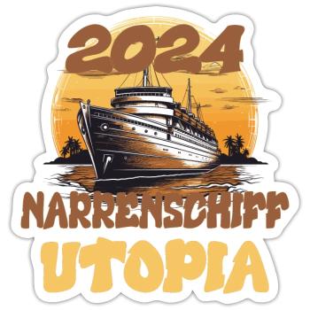 Ship of Fools Utopia, Quote - Sticker size S (10 x 10 cm) - white matte - Front