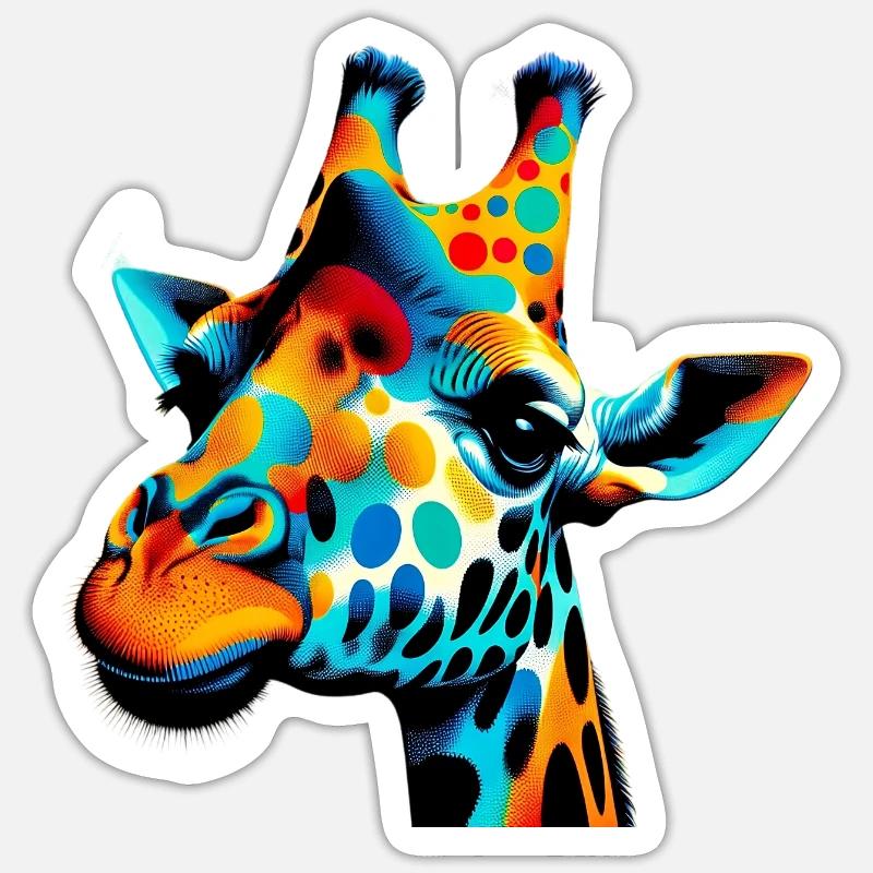 Girafe Pop Art - Sticker taille S (10 x 10 cm) - blanc mat