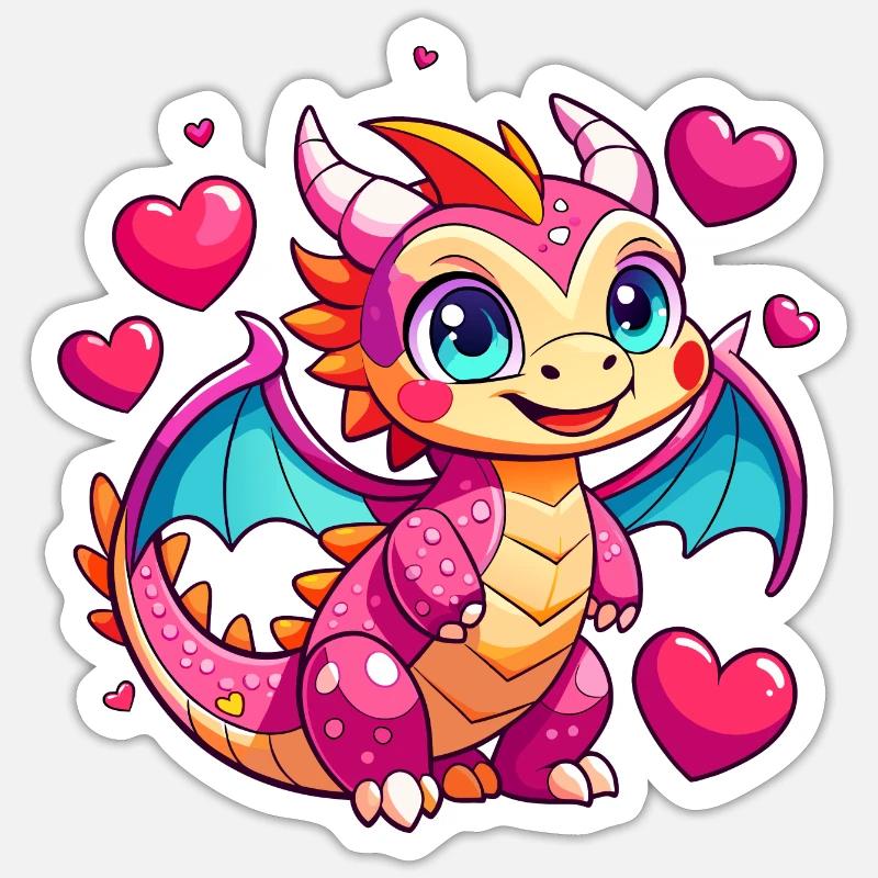 Farbenfroher Drache Sticker Größe S (10 x 10 cm)