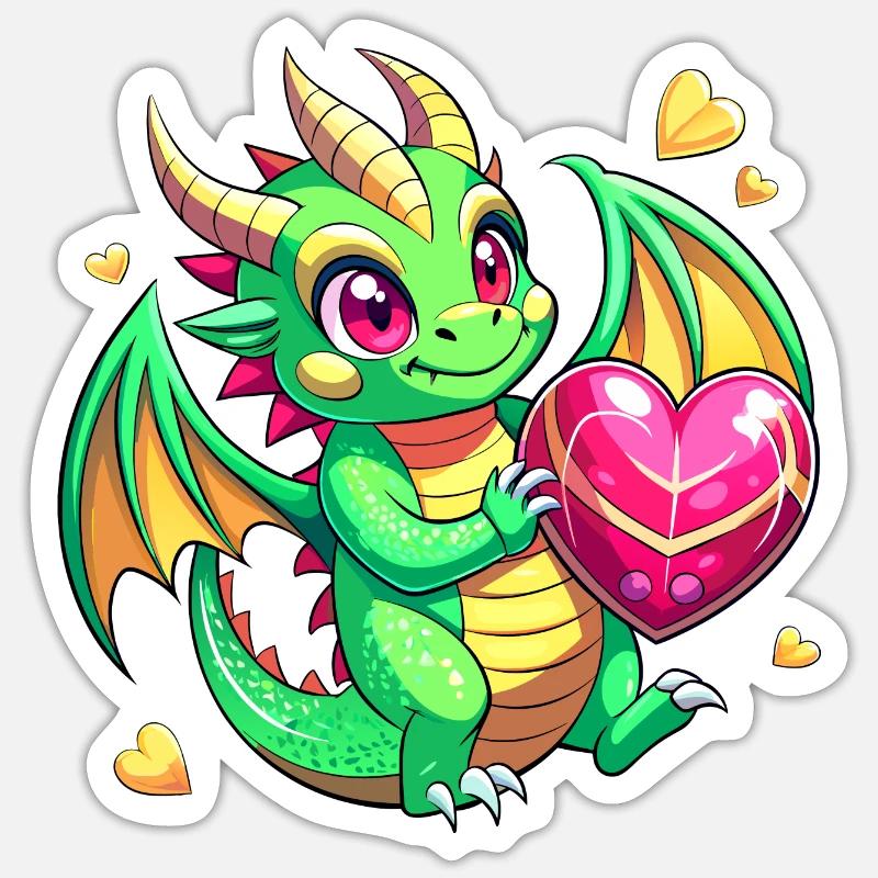 Farbenfroher Drache - Sticker Größe S (10 x 10 cm) - Mattweiß