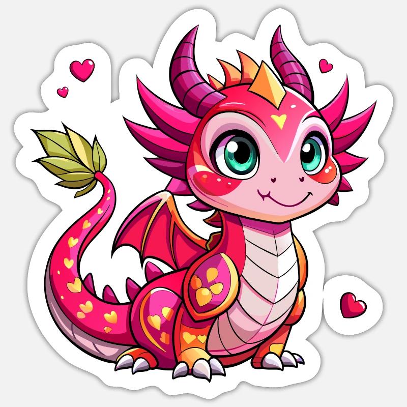 Farbenfroher Drache - Sticker Größe S (10 x 10 cm) - Mattweiß