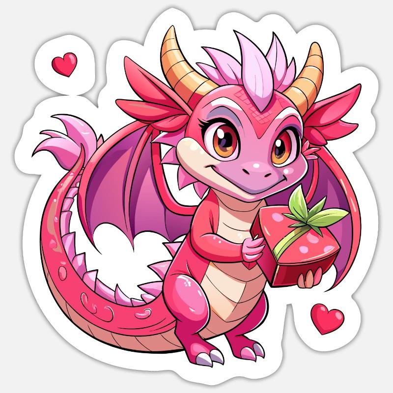 Farbenfroher Drache - Sticker Größe S (10 x 10 cm) - Mattweiß