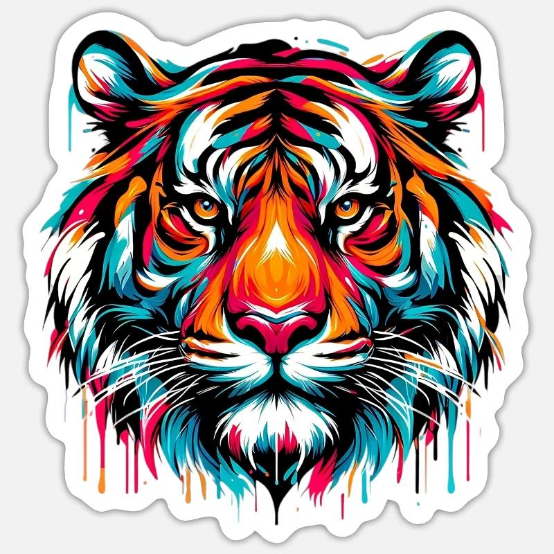 Tiger - Sticker Größe S (10 x 10 cm) - Mattweiß