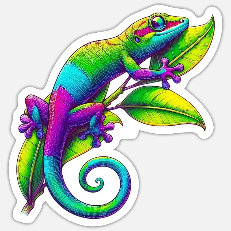 Gecko - Sticker taille S (10 x 10 cm) - blanc mat