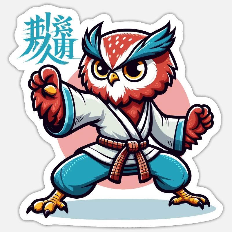 KUNG FU EULE 2 - Sticker Größe S (10 x 10 cm) - Mattweiß
