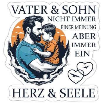 Vater und Sohn - Sticker Größe S (10 x 10 cm) - Mattweiß - Vorne