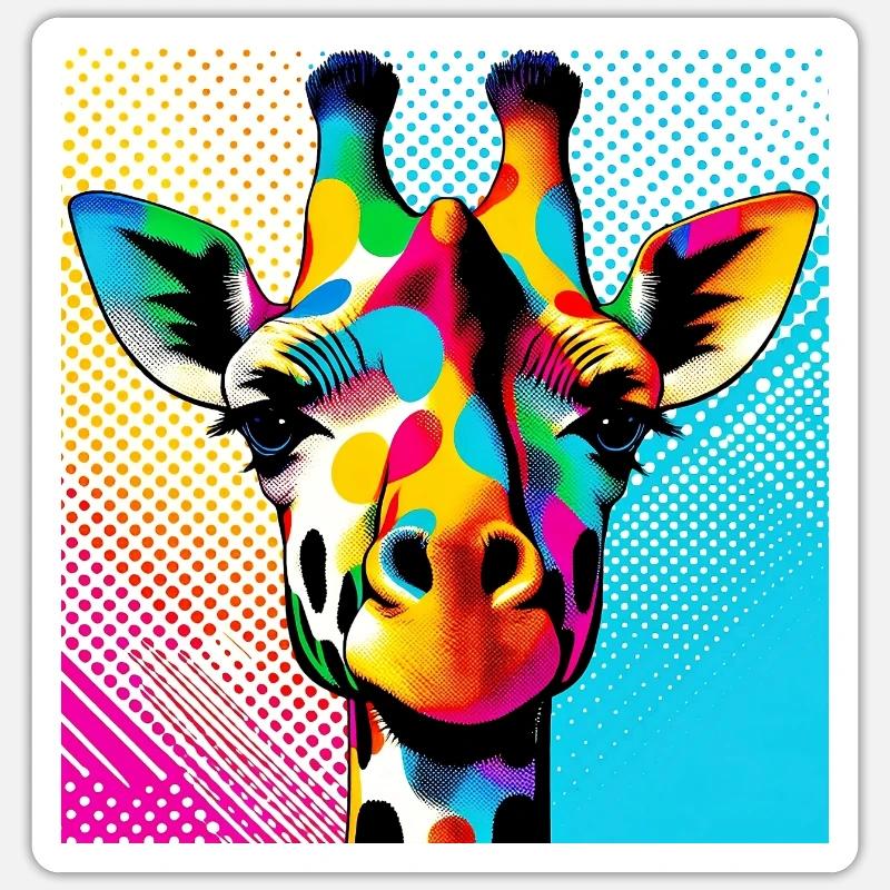 Giraffe Pop Art - Sticker Größe S (10 x 10 cm) - Mattweiß
