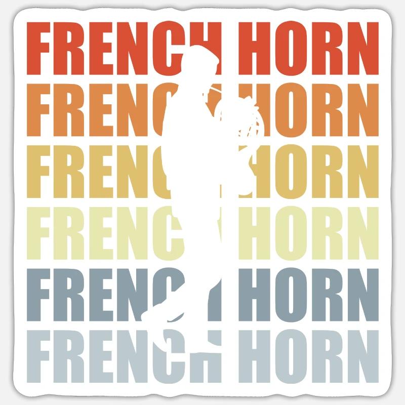 Retro Horn - Sticker Größe S (10 x 10 cm) - Mattweiß
