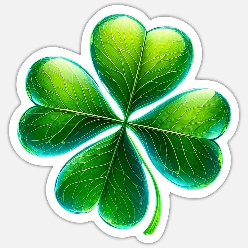 Vierblättriges Kleeblatt - Sticker Größe S (10 x 10 cm) - Mattweiß