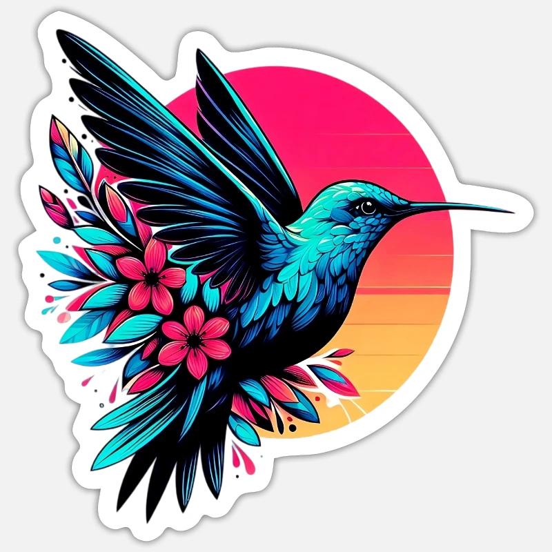 Colibri - Sticker taille S (10 x 10 cm) - blanc mat