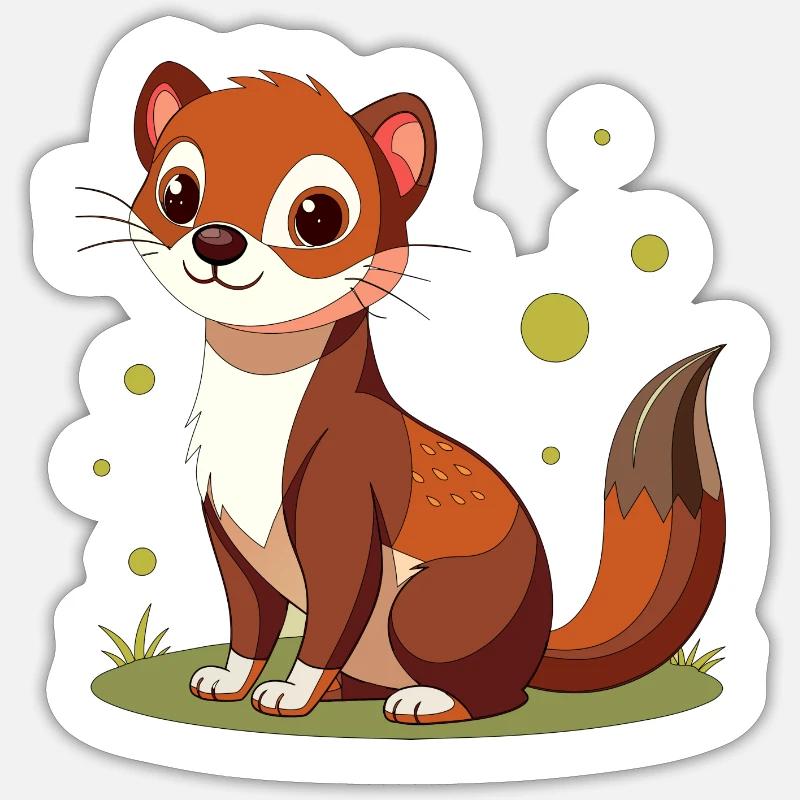 Une mignonne petite hermine - Sticker taille S (10 x 10 cm) - blanc mat