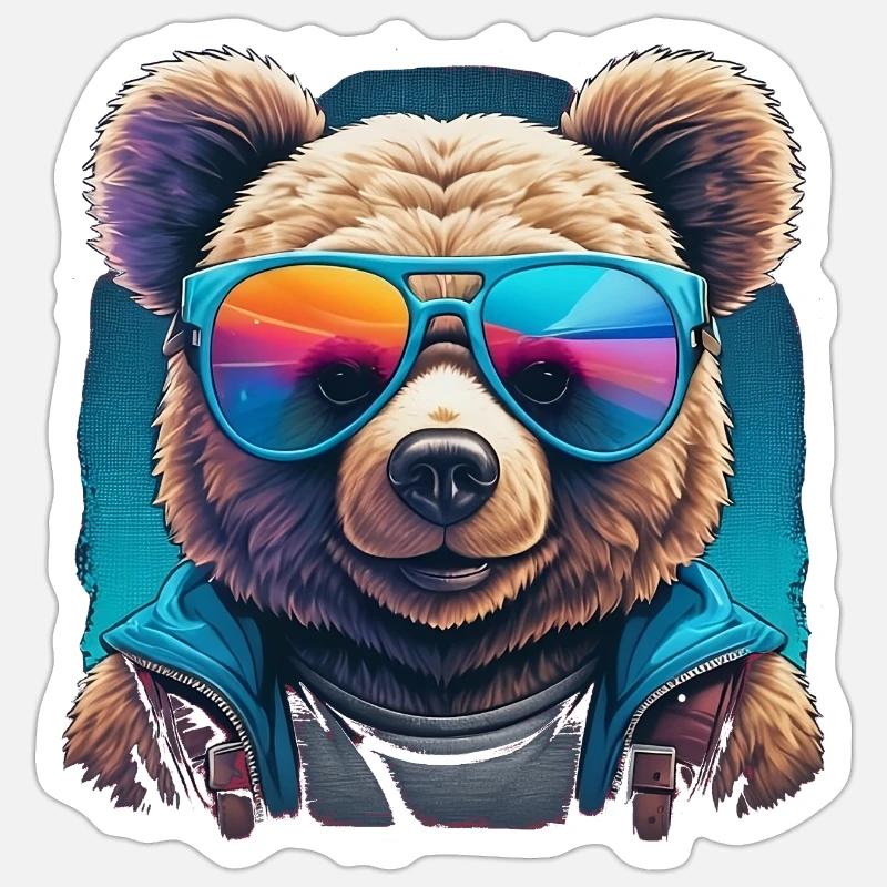 Cooler Teddy Sticker Größe S (10 x 10 cm)
