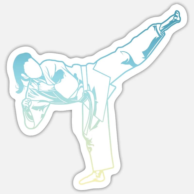 Fille de karaté - Sticker taille S (10 x 10 cm) - blanc mat