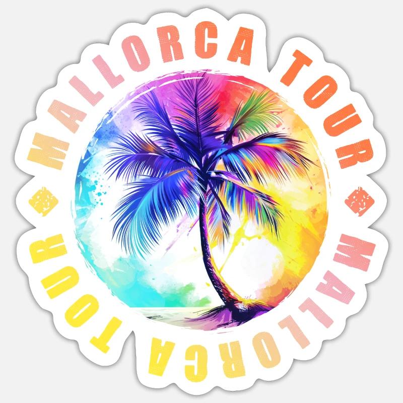 Mallorca Tour Bunt - Sticker Größe S (10 x 10 cm) - Mattweiß