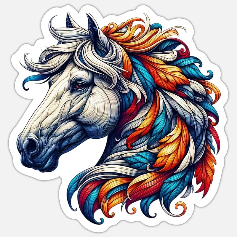 Cavallo - Sticker formato S (10 x 10 cm) - bianco opaco