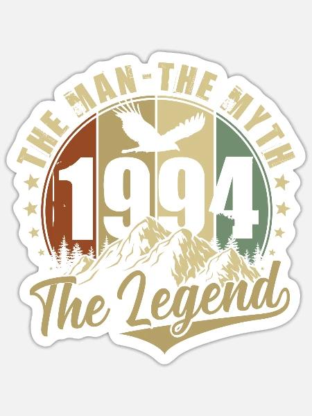 1994 Jahrgang geboren Mann Mythos Legende - Sticker Größe S (10 x 10 cm) - Mattweiß