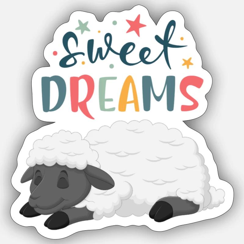 Schlafendes Schaf - Sticker Größe S (10 x 10 cm) - Mattweiß
