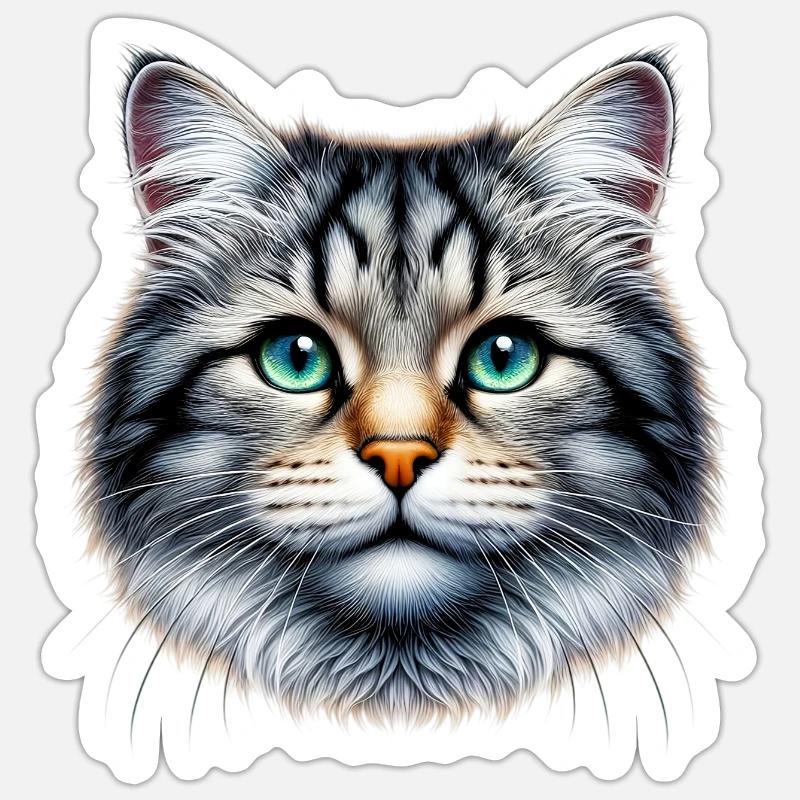 Chat - Sticker taille S (10 x 10 cm) - blanc mat