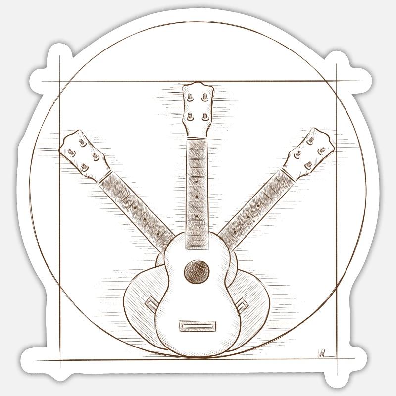 Vitruvian Soprano Ukulele! UAS Ukelele Uke Fun Sticker size S (10 x 10 cm)