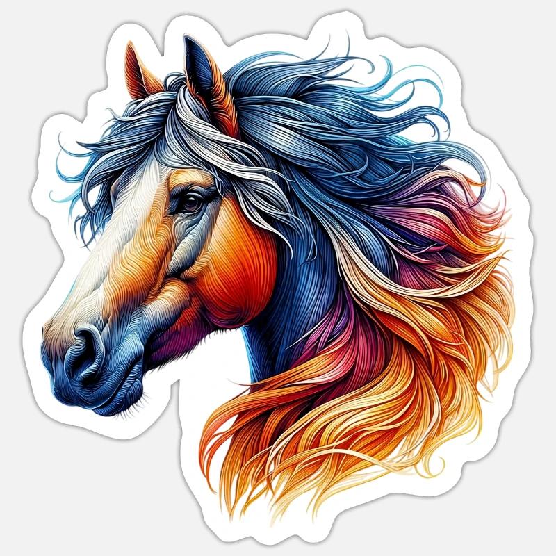 Cheval - Sticker taille S (10 x 10 cm) - blanc mat