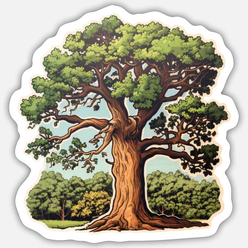Eiche - Sticker Größe S (10 x 10 cm) - Mattweiß