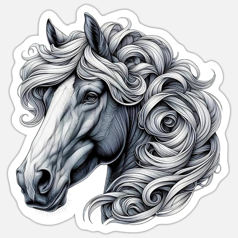 Pferd - Sticker Größe S (10 x 10 cm) - Mattweiß