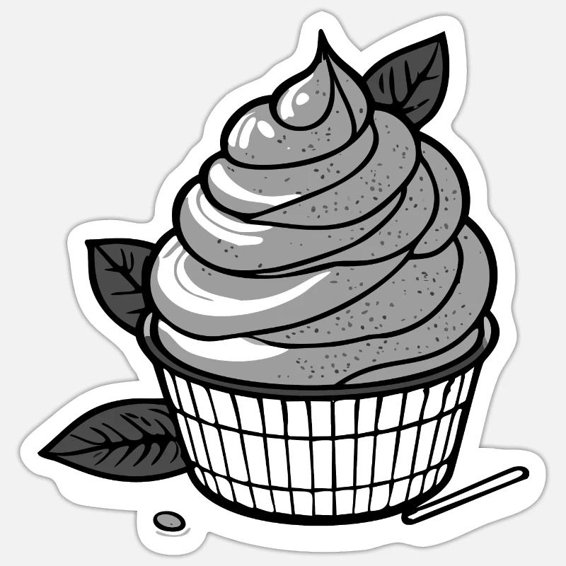 Crème glacée au matcha - Sticker taille S (10 x 10 cm) - blanc mat