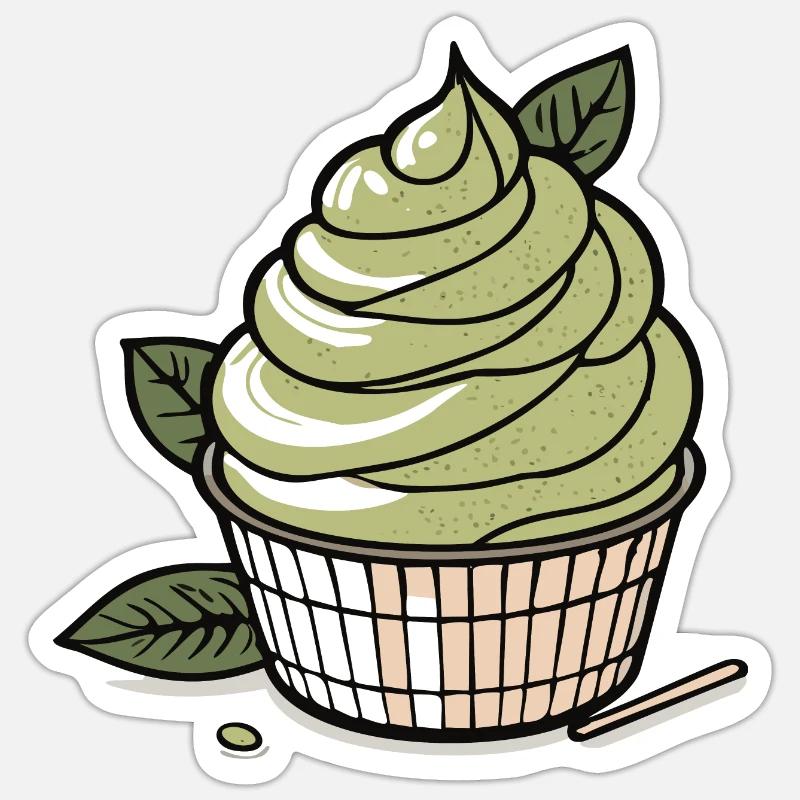 Matcha IceCream - Sticker Größe S (10 x 10 cm) - Mattweiß