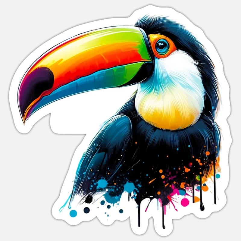 Toucan - Sticker taille S (10 x 10 cm) - blanc mat