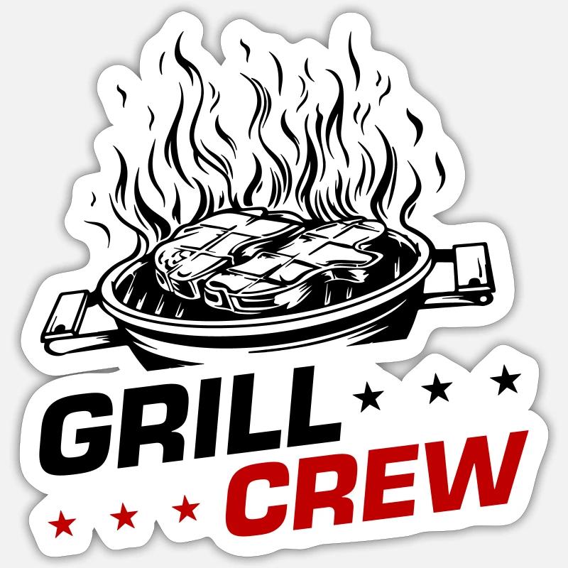 Grill Crew Grilling - Sticker taille S (10 x 10 cm) - blanc mat