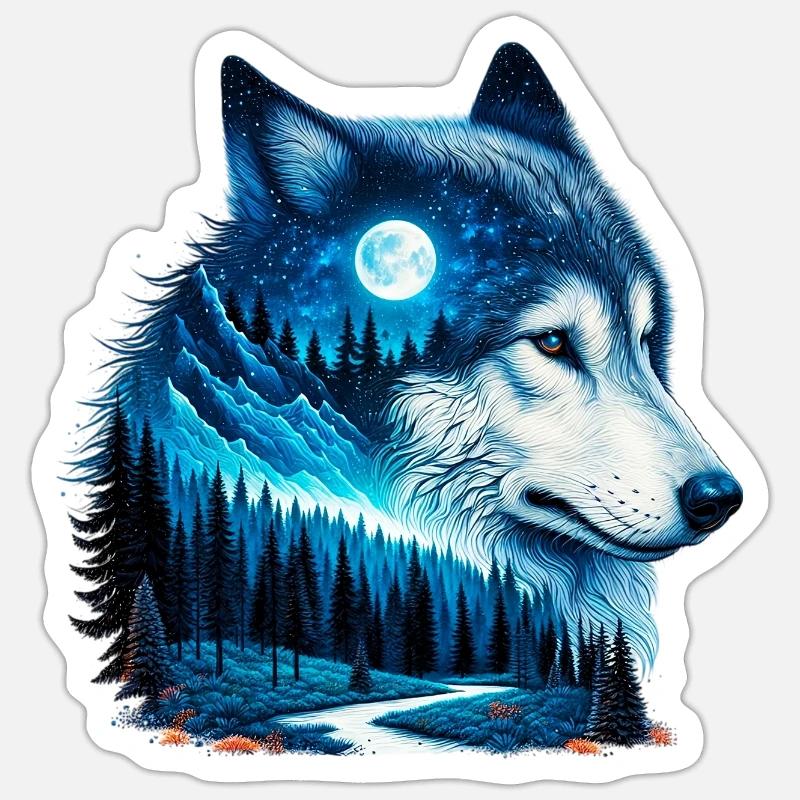 Wolf - Sticker Größe S (10 x 10 cm) - Mattweiß