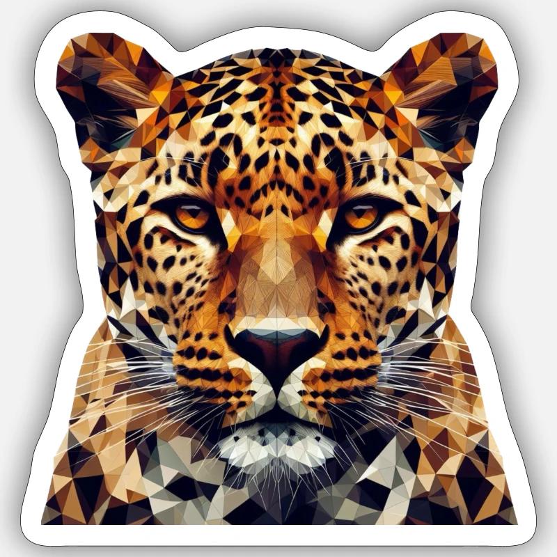 Polygon Style Leopard - Sticker size S (10 x 10 cm) - white matte
