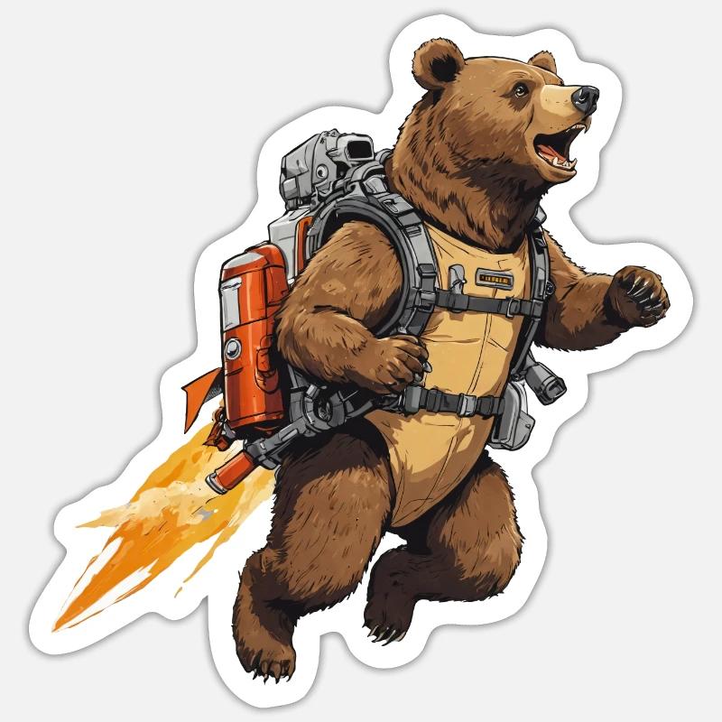 Rocket Bear Sticker Größe S (10 x 10 cm)