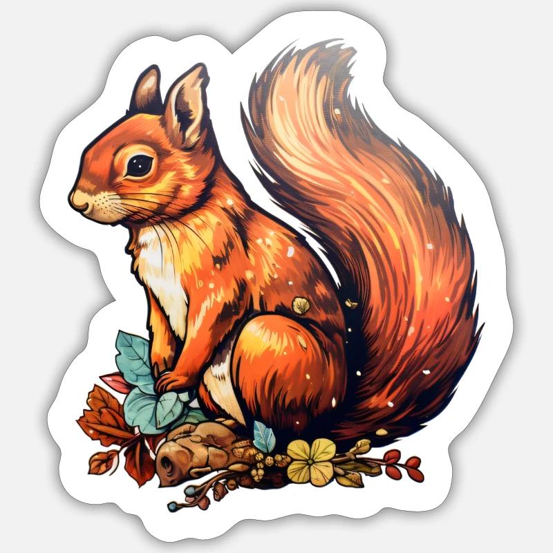 Eichhörnchen putzig Sticker Größe S (10 x 10 cm)