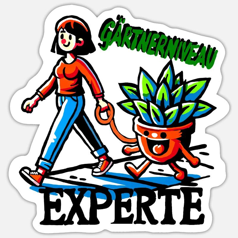 Expert de niveau jardinier - Sticker taille S (10 x 10 cm) - blanc mat