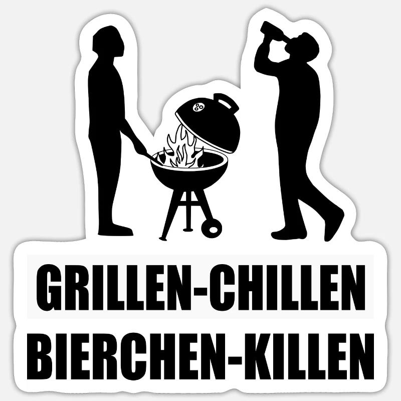 BBQ - Sticker Größe S (10 x 10 cm) - Mattweiß