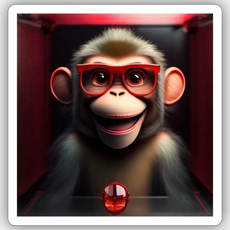 Singe - Sticker taille S (10 x 10 cm) - blanc mat