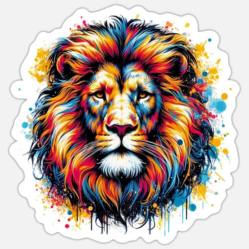 Löwe - Sticker Größe S (10 x 10 cm) - Mattweiß