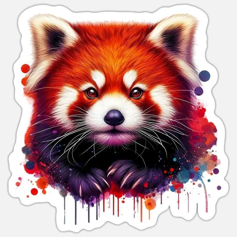 Petit panda - Sticker taille S (10 x 10 cm) - blanc mat