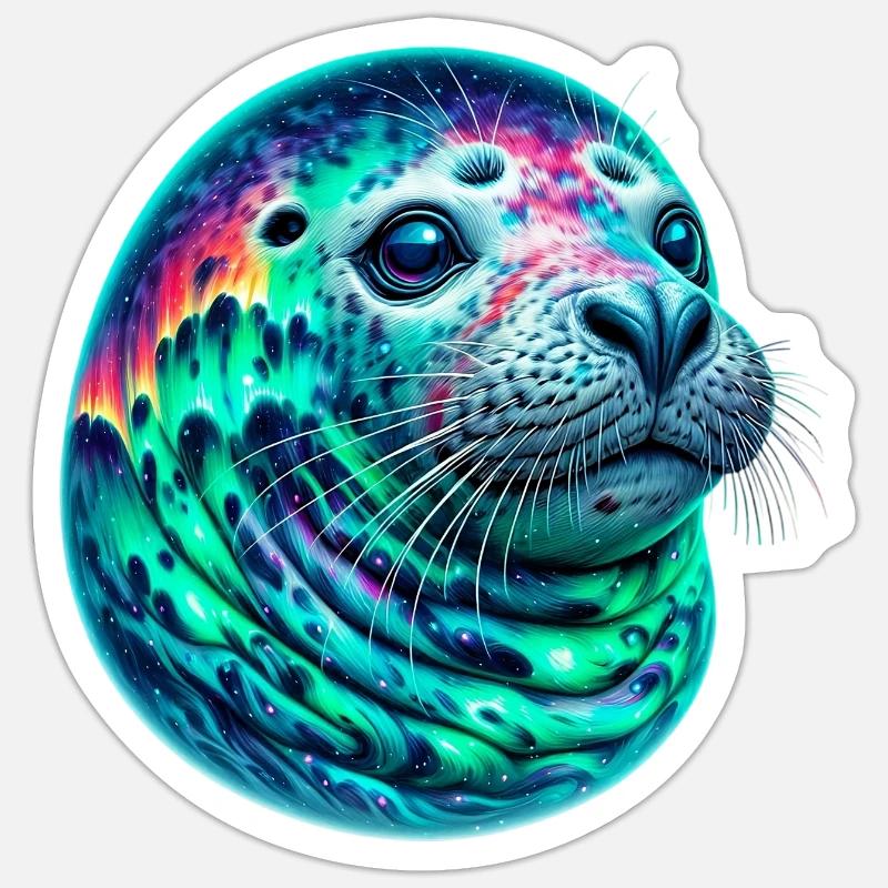Foca Aurora Boreale - Sticker formato S (10 x 10 cm) - bianco opaco